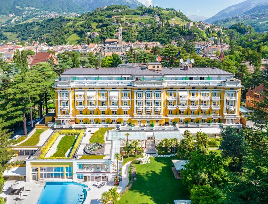hotel palace merano scenery outdoors nature landscape building mansion house housing campus architecture