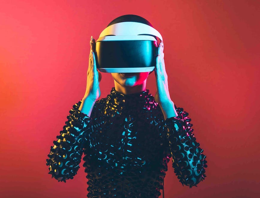 beauty,dj,headphones,cyberpunk,beautiful,music,club,model,dance,energy,nightclub,night,rave,girl,fashionable,visor,goggles,light,punk,reality,colorful,party,cosplay,pink,virtual,woman,color,disco,pin-up,shaved,head,pop,metaverse,hair,futuristic,influencer,electronic,bald,art,neon,retro,avatar,technology,cosplayer,portrait,people,lifestyle,fun,fashion photography vr headset head person face portrait